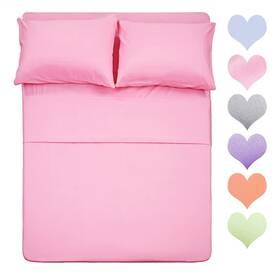 Best Season 798542056387 400 Thread Count Cotton Queen Size Sheet Set Pink Color 4 Piece - 100% Long St