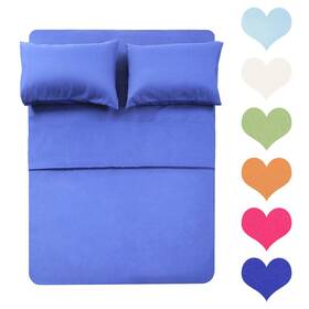 Hl0006b-f Best Season 400 Thread Count Cotton Full Size Sheet Set Blue Color 4 Piece - 100% Long