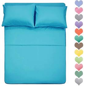 Hl0006tq-f Best Season 400 Thread Count Cotton Full Size Sheet Set Turquoise Color 4 Piece - 100%