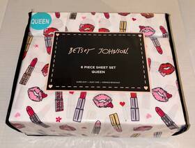 Betsey Johnson 199165012635 6-pc Flirty Lipsticks Make-up Lips Polyester Queen Sheet Set Nip Betsey Johnson 199165012635 6-pc Flirty Lipsticks Make-up Lips Polyester Queen Sheet Set Nip