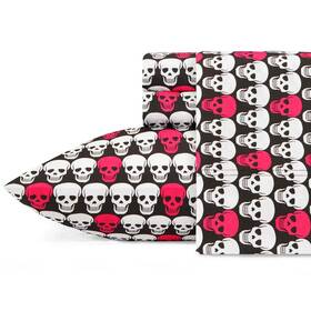 Betsey Johnson 313031253209 Skulls 4-piece Pink Graphic Microfiber Queen Sheet Set Betsey Johnson 313031253209 Skulls 4-piece Pink Graphic Microfiber Queen Sheet Set