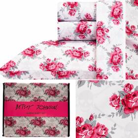 Betsey Johnson 883893627321 Queen Sheet Set Roses And Gray Skull New Wrinkle Resistant Betsey Johnson 883893627321 Queen Sheet Set Roses And Gray Skull New Wrinkle Resistant