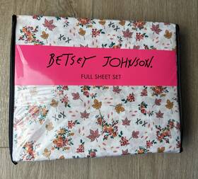 Betsey Johnson 883893833203 Betsy Full Sheet Set 4 Pc Fall Foliage Microfiber Pk/ Or/ Gr