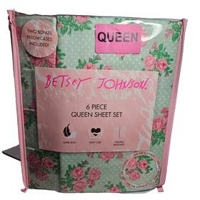 Betsey Johnson 883893967274 Queen Size 6 Piece Sheet Set Rare Rose Dot Pattern New