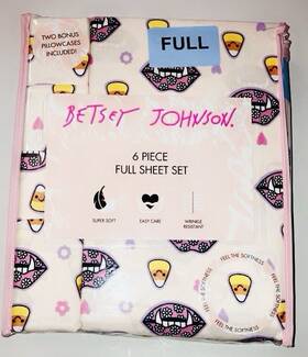 A0003209 Betsey Johnson 6 Piece Full Sheet Set With Pillowcases Style Lips And Candy Pink A0003209 Betsey Johnson 6 Piece Full Sheet Set With Pillowcases Style Lips And Candy Pink