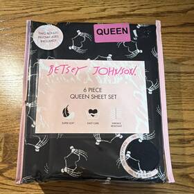 B07v6j8 Betsey Johnson Queen Sheet Set 6pc Skeletons And Skulls Black Pink 100% Polyester B07v6j8 Betsey Johnson Queen Sheet Set 6pc Skeletons And Skulls Black Pink 100% Polyester