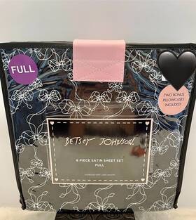 Ushsa01207129 Betsey Johnson Bows And Satin Microfiber Black White Full Sheet Set New
