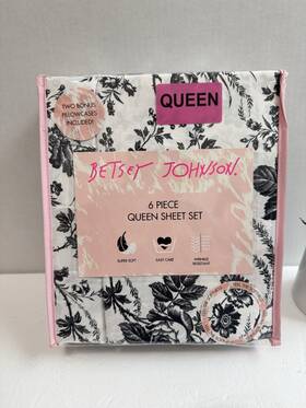 Ushsa01283144 Betsey Johnson Betseys Toile Microfiber Black 4 Piece Sheet Set-queen