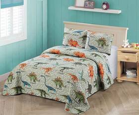 Better Home Style 665752493274 Blue Green Orange Grey Dinosaurs World Twin