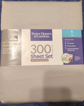 Better Homes & Gardens 887719071084 And 300 Count 100% Cotton Sateen Sheet Set Twin Brownstone