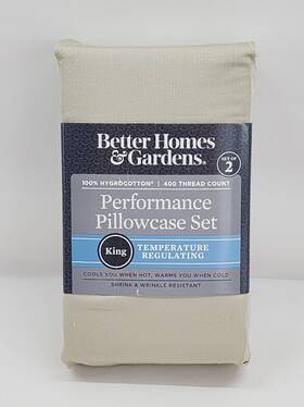 Better Homes & Gardens 887719096285 Homes&gardens Beige Performance Body Temp Regulating King Pillowcase Set