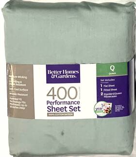 Bh18-002-198-60 Better Homes & Gardens And Garden 400 Thread Ct Queen Size Performance Sheet Set Seaglass