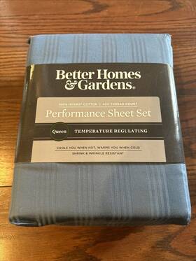 Bh19-002-199-71 Better Homes & Gardens And 400 Thread Ct Hygro Cotton Sheet Set Queen Blue Moonlight Bh19-002-199-71 Better Homes & Gardens And 400 Thread Ct Hygro Cotton Sheet Set Queen Blue Moonlight