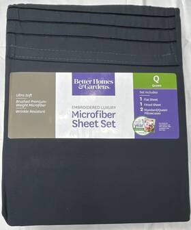 Bh19-010-099-15 Better Homes & Gardens And Queen Embroidered Microfiber Sheet Set Charcoal