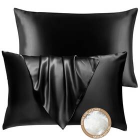 Bhz 649310055456 Black Satin Goose Down Feather Pillows Queen Pack Of 2 Bhz 649310055456 Black Satin Goose Down Feather Pillows Queen Pack Of 2