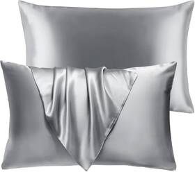 Sdztyrz-king-grey-2 Bhz Satin Goose Down Feather Pillows King Size Set Of Pack 2 Grey Sdztyrz-king-grey-2 Bhz Satin Goose Down Feather Pillows King Size Set Of Pack 2 Grey