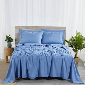 1831-kg-ocbl Bibb 2000 Count 6-piece Solid Rayon From Bamboo King Sheet Set - Ocean Blue