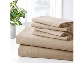 1832-kg-tau Bibb Home King Bamboo 2000 Count 6 Piece Chambray Sh - Taupe