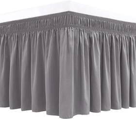 Florabs208 Biscayn Biscaynebay Wrap Around Bed Skirts For King And Cal King-18 Inch Drop Silver Grey