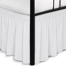 Florabs806 Biscayn Biscaynebay Wrap Around Bed Skirts With King-15 Inch Drop Split Corner White
