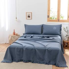 Biselina 713830512451 Linen Sheet French Flax Flat Only With Pleated Ruffles 55% Eur