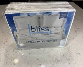 Bliss Bedding 041979203092 New White 4 Piece Queen Bedsheet Set Soft Microfiber Polyester