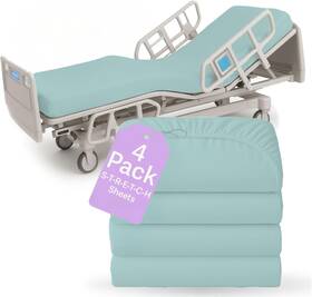 Blissford 717471910522 - 4 Pack Fitted Hospital Bed Sheets With Per 2 Blue