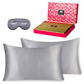 Bluehills 426933035767 Pure Mulberry Silk Pillowcase 3 Piece Gift Set Silver Gray King