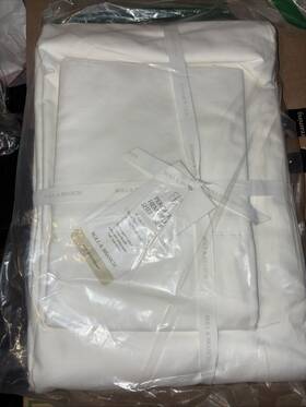 Boll & Branch 840103707914 And Percale Hemmed Sheet Set -luxury 100% Org. Cotton -king Size New