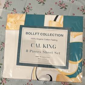 Cak021 Bollft Collection Cal King 8pc Sheet Set Cotton Abstract Teal Wrinkle Free Cak021 Bollft Collection Cal King 8pc Sheet Set Cotton Abstract Teal Wrinkle Free