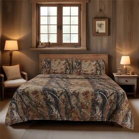 Boston Linen Company 850037616190 Realtree All Purpose Camo Bedding King Sheet Set 4 Piece Polycotton Rustic Fa