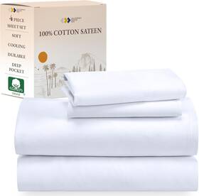 Branded 840307178954 100% Cotton Sheets For Queen Size Bed With Deep Pocket Sheet Set