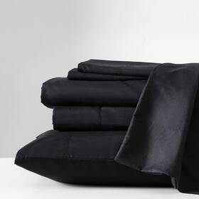Ushsa01266059 Branded Kcny Solution 6-piece Black Microfiber King Sheet Set