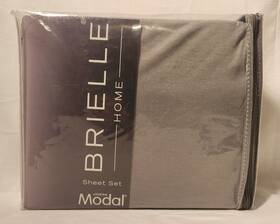 Brielle 807000147168 Home 100% Modal Jersey Twin Sheet Set Graphite - New In Package
