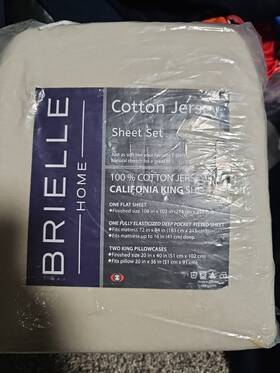 Brielle 807000177462 Home Cotton Knit Jersey Sheet Set California King Color Tan New