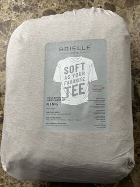 Brielle 807000261932 Home Cotton Knit Jersey Sheet Set Grey