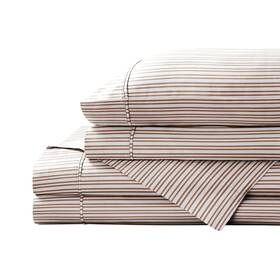 Brielle Home 807000280926 Printed 100% Cotton Percale Sheet Set Spice Pinstripe Twin Brielle Home 807000280926 Printed 100% Cotton Percale Sheet Set Spice Pinstripe Twin