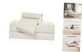 32641 Britannica Home Fashions Inc. Sheets Set 4 Piece Cooling Bed With 2 Envelope Pillowcases Twin Beige