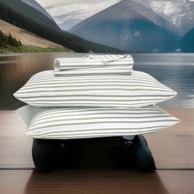 Brooklinen 840302736807 Classic Core Sheet Set King/cali King Stripped In Fresh Moss New Sealed