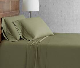 Brooklyn Loom 783048128386 Solid Cotton Percale Olive Green Queen Sheet Set Brooklyn Loom 783048128386 Solid Cotton Percale Olive Green Queen Sheet Set