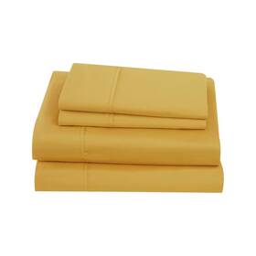 81880310 Brooklyn Loom Twin Classic Cotton Solid Sheet Set Mustard -