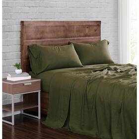 Ss2469ogck-4700 Brooklyn Loom California King Sheet Sets Flax Linen Fabric Olive Green 4-piece