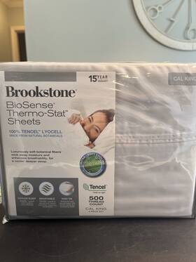 Brookstone 846756047544 Biosense Thermo-stat Sheet Set Cal King Silver Gray 500tc
