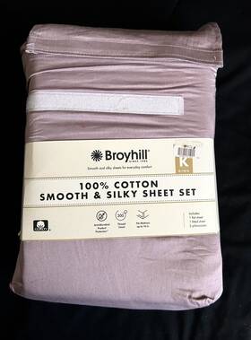 300flsszpivory Broyhill Solid 100% Cotton Soft Brushed Thread King Sheet 4 Piece Set Plum