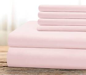 B0bm3q1b4x Bysure 6 Pieces Bed Sheets Set Full Light Pink - Super Soft 1800 Thread Count