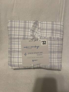 Cabin Sundays 841700229953 Queen Size Sheet Set Polyester 4 Pcs New Striped Design