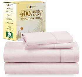 California Design Den 840307129055 Softest 100% Cotton Sheets Full Size Sheet Sets 400 Thread Count Sateen Bed