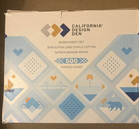 California Design Den 840307136336 Queen Sheet Set 100% Cotton 500 Tc-sateen Damask-lt Gray