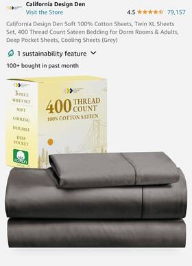 California Design Den 840307139566 Nwt 100% Cotton Sheets Twin Xl Set 3 Pieces 400 Tc California Design Den 840307139566 Nwt 100% Cotton Sheets Twin Xl Set 3 Pieces 400 Tc