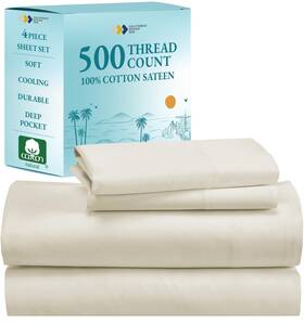 California Design Den 840307140272 Queen Size Sheet Set - 100% Cotton 500 Thread Count Cooling Deep Pocket Bed
